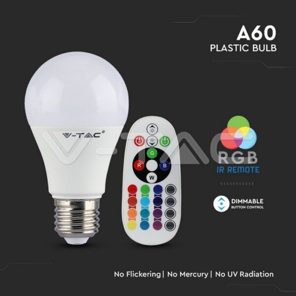 LED ŽARULJA 6W E27 RGB S DALJINSKIM UPRAVLJANJEM 2700K