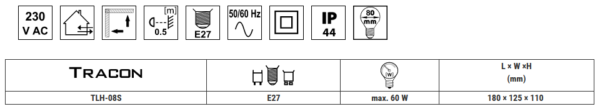 PLASTIČNA BRODSKA SVJETILJKA OVALNA, BIJELA, METAL.REŠETKA  230 V, 50Hz,E27,max.60W,IP44,class II