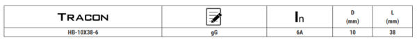 CILINDRIČNI OSIGURAČ G 6A,500VAC,100kA,10X38