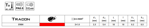 IZOLIRANA (PA6.6) DUPLA ZAVRŠNA CRVENA 2×1mm2, l=10mm