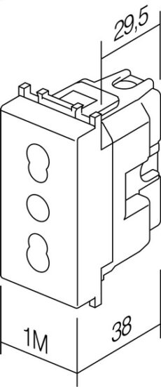 UTIČNICA EURO TALIJANSKA P17/11+KS 2P+E 16A 250V~ 1M PW MOD.
