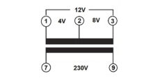 TRAFO ZA ZVONO 230/4-8-12V AC, 15VA, MONTAŽA NA DIN NOSAČ