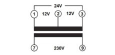 TRAFO ZA ZVONO 230/12-12-24V AC, 30VA, MONTAŽA NA DIN NOSAČ