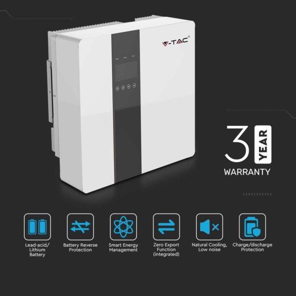 V-TAC jednofazni hibridni fotonaponski pretvarač On-Grid / Off-Grid 3KW (3000W) jamstvo 3 godine IP66