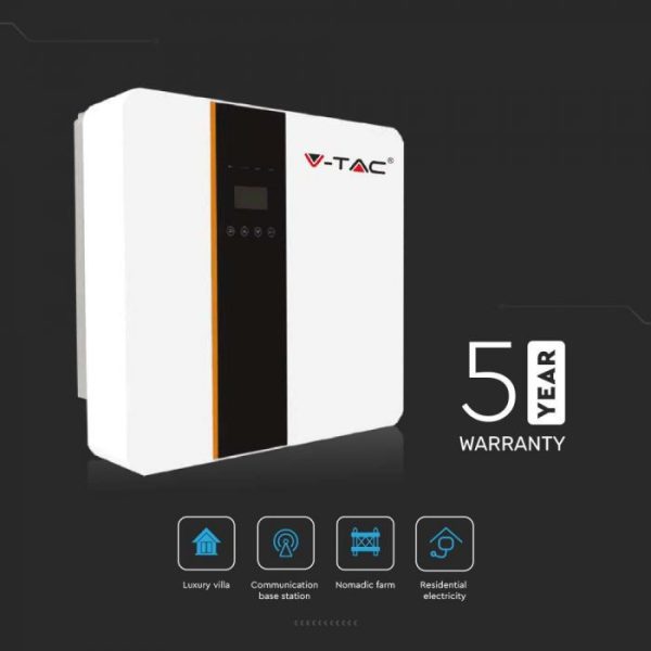 V-TAC Jednofazni hibridni fotonaponski pretvarač On-Grid/Off-Grid 5KW (5000W) IP65, CT i spojni pribor