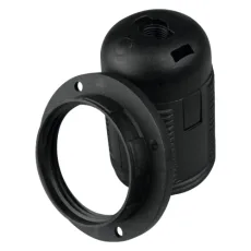 GRLO ZA ŽARULJU E27 S NAVOJEM I PRIRUBNICOM, CRNO