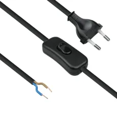 KABEL ZA KUĆANSKE UREĐAJE S PREKIDAČEM 2X0,75mm2 CRNI 2m