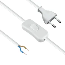 KABEL ZA KUĆANSKE UREĐAJE S PREKIDAČEM 2X0,75mm2 BIJELI 2m