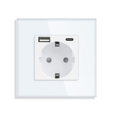 ELEKTRO SMART JEDNOSTRUKA EU UTIČNICA TIP F + PUNJAČ USB TIP A I USB TIP C 20W - BIJELA