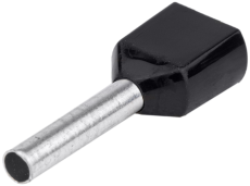 IZOLIRANA (PA6.6) DUPLA ZAVRŠNA ČAHURA, BAKAR, CRNA 2×1,5mm2, L=12mm