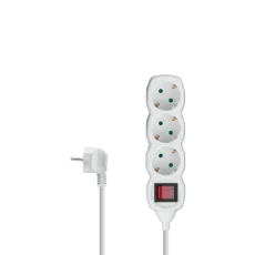 PRODUŽNI KABEL 3X1,5mm2, 1,5m, SA PREKIDAČEM, BIJELI