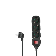 PRODUŽNI KABEL 3X1,5mm2, 1,5m, SA PREKIDAČEM, CRNI