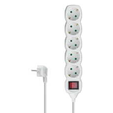 PRODUŽNI KABEL 5X1,5mm2, 1,5m, SA PREKIDAČEM, BIJELI