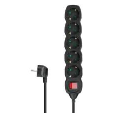 PRODUŽNI KABEL 5X1,5mm2, 1,5m, SA PREKIDAČEM, CRNI